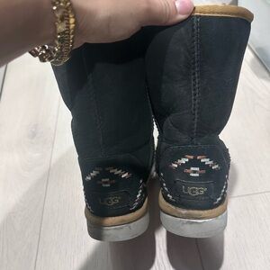 UGG Black and Tan Boots with Geometric Pattern